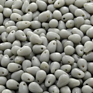 50pcs Czech Pressed Glass Teardrop Beads 4x6mm Opaque Gray