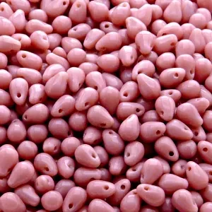 50pcs Czech Pressed Glass Teardrop Beads 4x6mm Opaque Pink