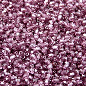 100pcs Czech Fire Polished Faceted Glass Beads Round 3mm Amethyst