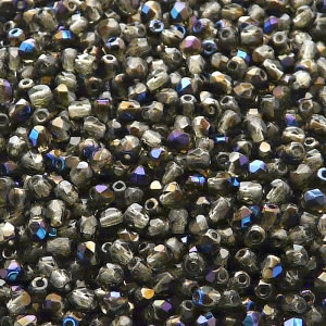 100pcs Czech Fire Polished Faceted Glass Beads Round 3mm Black Diamond Azuro
