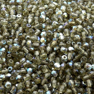 100pcs Czech Fire Polished Faceted Glass Beads Round 3mm Black Diamond AB