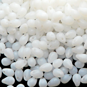 80pcs Czech Pressed Glass Teardrop Beads 4x6mm White Alabaster