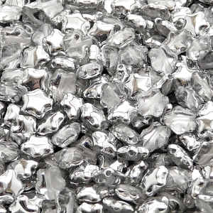 40pcs Czech Pressed Glass Star Beads 6mm Crystal Labrador (Aluminium)