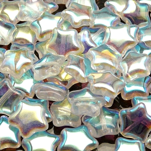 25pcs Czech Pressed Glass Star Beads 12mm Crystal AB