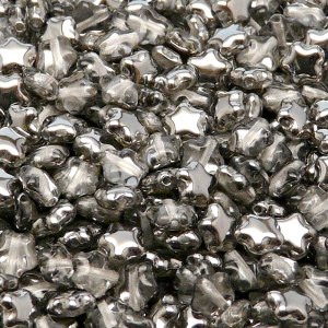 40pcs Czech Pressed Glass Star Beads 6mm Crystal Chrome
