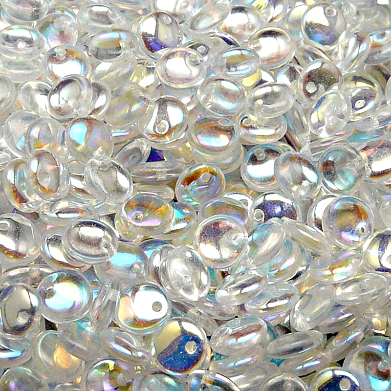 50pcs Czech Pressed Glass Lentil Beads 6mm Crystal AB