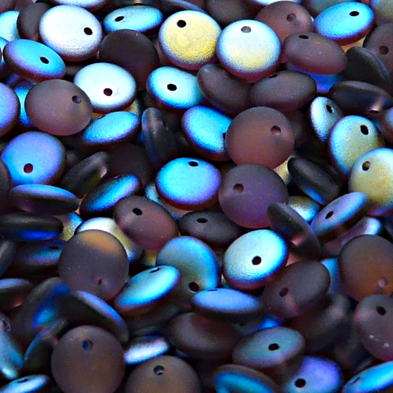 40pcs Czech Pressed Glass Lentil Beads 8mm Amethyst AB Matte