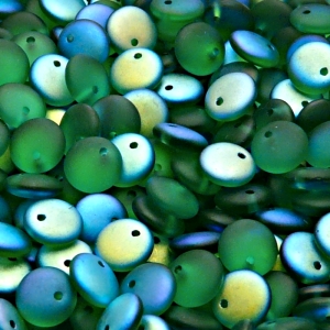 40pcs Czech Pressed Glass Lentil Beads 8mm Emerald AB Matte
