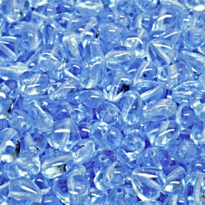 50pcs Czech Pressed Glass Heart Beads 6mm Light Sapphire