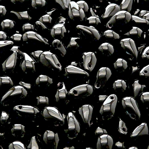 40pcs Czech Pressed Glass Teardrop Beads 6x9mm Jet
