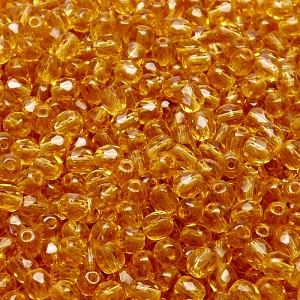 100pcs Czech Fire Polished Faceted Glass Beads Round 4mm Topaz