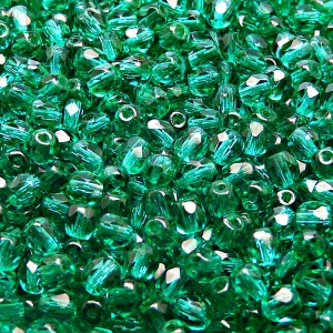 100pcs Czech Fire Polished Faceted Glass Beads Round 4mm Emerald
