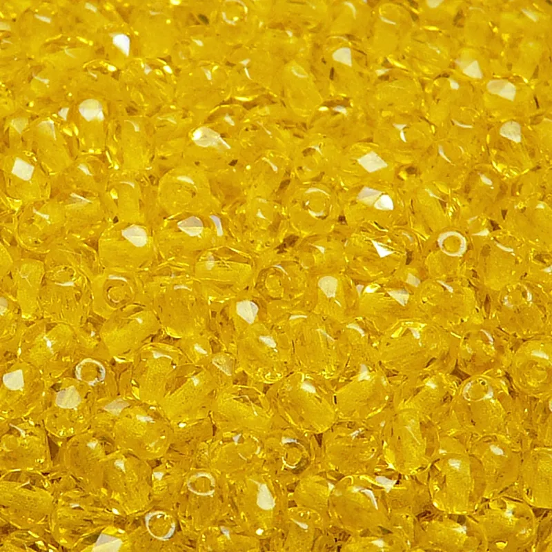 100pcs Czech Fire Polished Faceted Glass Beads Round 4mm Amber