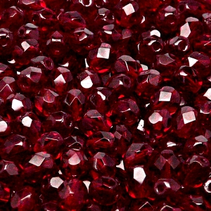50pcs Czech Fire Polished Faceted Glass Beads Round 6mm Garnet