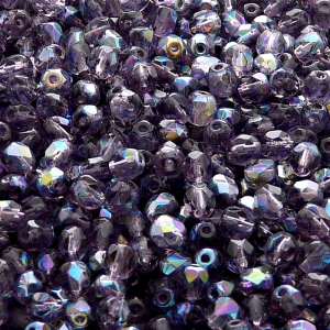100pcs Czech Fire Polished Faceted Glass Beads Round 4mm Tanzanite AB