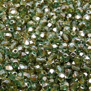 100pcs Czech Fire Polished Faceted Glass Beads Round 4mm Light Green Aquamarine Celsian