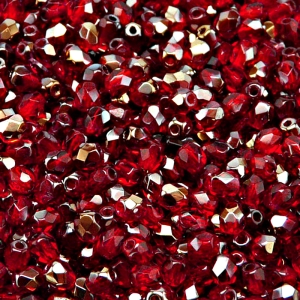 100pcs Czech Fire Polished Faceted Glass Beads Round 4mm Ruby Valentinit