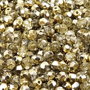 80pcs Czech Fire Polished Faceted Glass Beads Round 5mm Crystal Amber