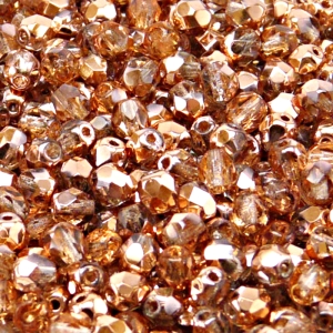 80pcs Czech Fire Polished Faceted Glass Beads Round 5mm Crystal Gold Capri