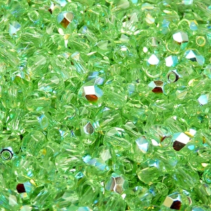 80pcs Czech Fire Polished Faceted Glass Beads Round 5mm Green Peridot AB