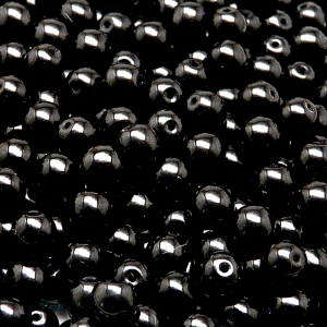 100pcs Czech Pressed Glass Round Beads 6mm Jet