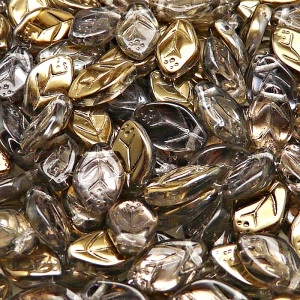 25pcs Czech Pressed Glass Leaf Beads 7x12mm Crystal Valentinit