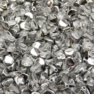 100pcs Czech Pressed Glass Pinch Beads 5mm Crystal Labrador (Aluminium)
