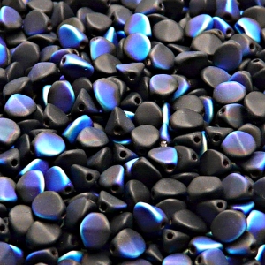 100pcs Czech Pressed Glass Pinch Beads 5mm Jet AB Matte