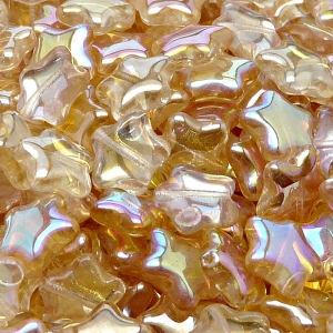 20pcs Czech Pressed Glass Star Beads 12mm Crystal Yellow Rainbow