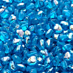 50pcs Czech Pressed Glass Heart Beads 6mm Aquamarine AB