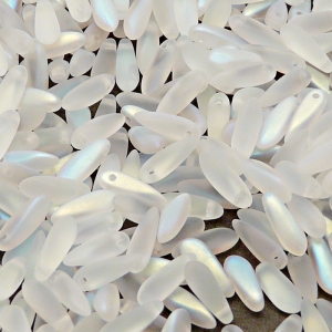 50pcs Czech Pressed Glass Dagger Beads 3x11mm Crystal AB Matte