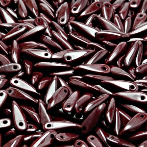 50pcs Czech Pressed Glass Dagger Beads 3x11mm Opaque Dark Brown