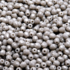 100pcs Czech Fire Polished Faceted Glass Beads Round 3mm Opaque Gray