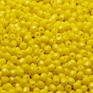 100pcs Czech Fire Polished Faceted Glass Beads Round 3mm Opaque Yellow