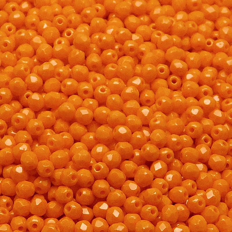 100pcs Czech Fire Polished Faceted Glass Beads Round 3mm Opaque Orange