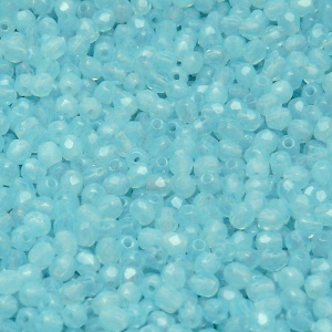 100pcs Czech Fire Polished Faceted Glass Beads Round 3mm Aqua Opal