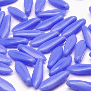30pcs Czech Pressed Glass Dagger Beads 5x16mm Opaque Light Sapphire