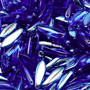 30pcs Czech Pressed Glass Dagger Beads 5x16mm Sapphire AB