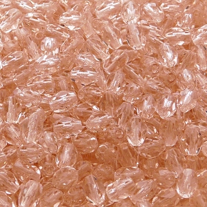 50pcs Czech Fire Polished Faceted Glass Olive Beads 6x4mm Rosaline