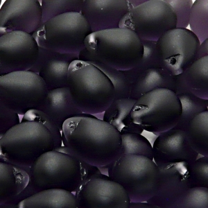 10pcs Czech Pressed Glass Teardrop Beads 10x14mm Tanzanite Matte
