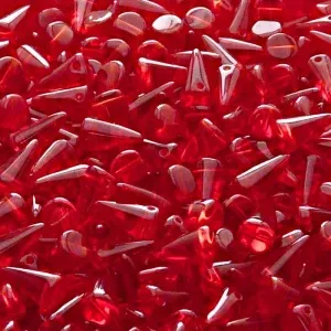 50pcs Czech Pressed Glass Spike Beads 5x8mm Ruby