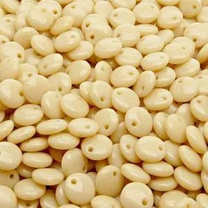 50pcs Czech Pressed Glass Lentil Beads 6mm Opaque Beige