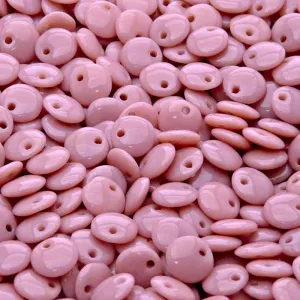 50pcs Czech Pressed Glass Lentil Beads 6mm Opaque Pink