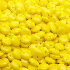 50pcs Czech Pressed Glass Lentil Beads 6mm Opaque Yellow