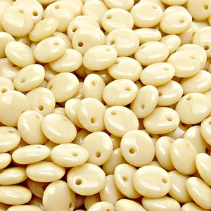 40pcs Czech Pressed Glass Lentil Beads 8mm Opaque Beige