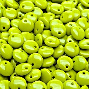 40pcs Czech Pressed Glass Lentil Beads 8mm Opaque Olivine