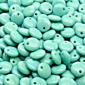 40pcs Czech Pressed Glass Lentil Beads 8mm Opaque Turquoise Green