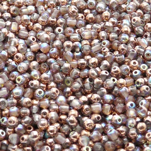 200pcs Czech Pressed Glass Round Beads 3mm Crystal Copper Rainbow