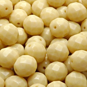 10pcs Czech Fire Polished Faceted Glass Beads Round 10mm Opaque Beige