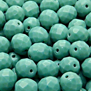 10pcs Czech Fire Polished Faceted Glass Beads Round 10mm Opaque Turquoise Green